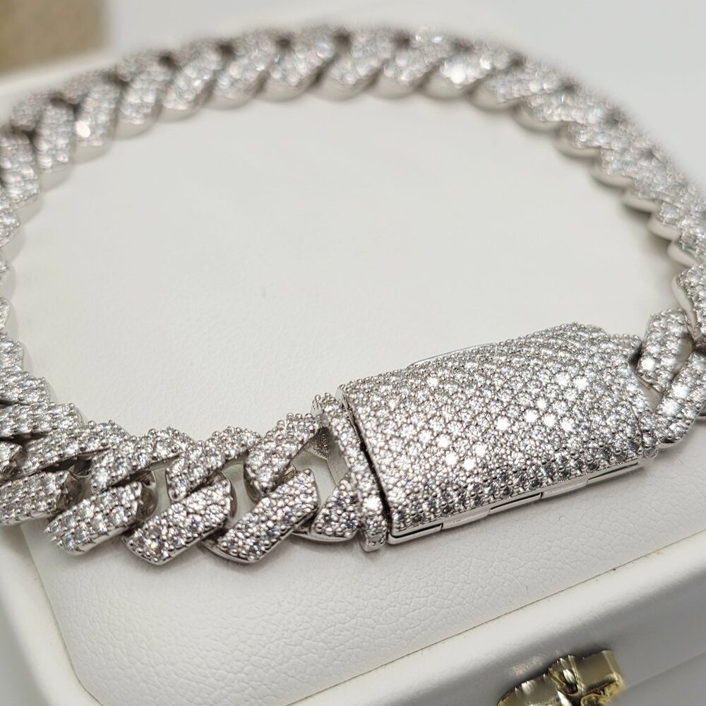 Silver Pave Cuban Link Bracelet